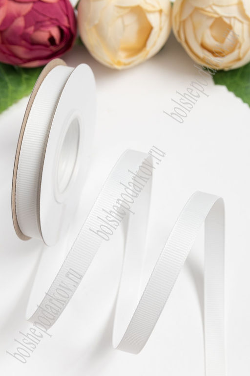 Лента репсовая 1 см*20 ярд 1 сорт (SF-1346) молочный №42 - Больше подарков фото 2