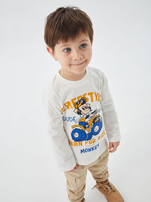 Bisiklet Yaka Nostaljik Maymun Bask?l? Erkek Bebek Ti??rt - Waikiki фото 3