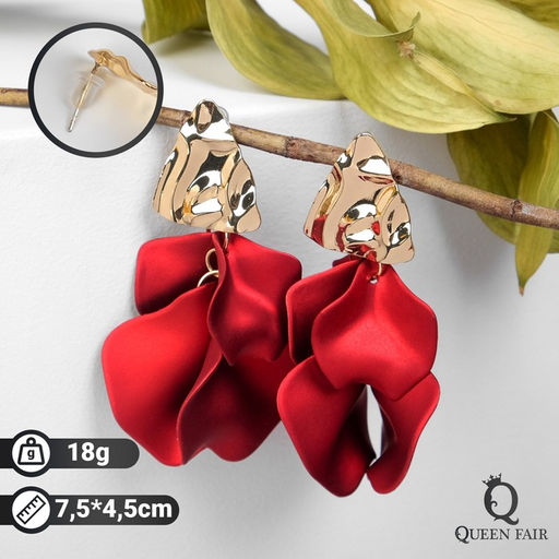 Серьги ассорти Ветер мятые треугольники, цвет красно-золотой