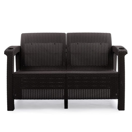 Диван «Ротанг» двухместный, 127×70×79 см, мокко, с подстаканниками