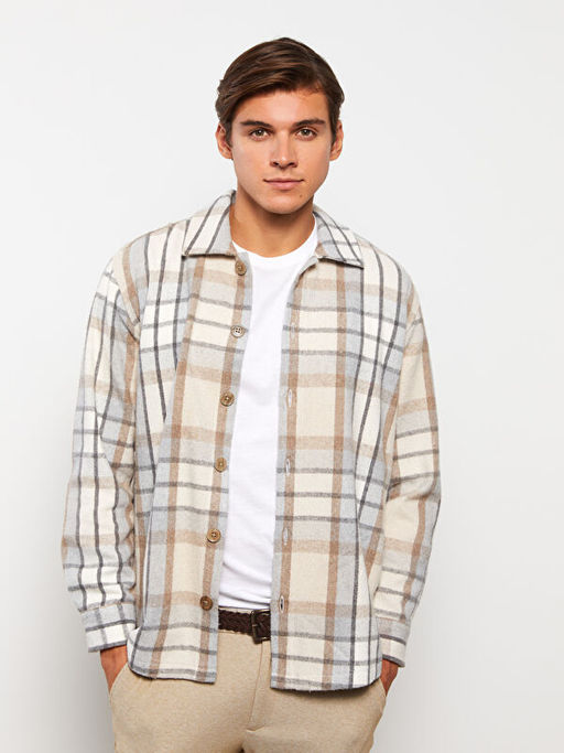 Rahat Kal?p Uzun Kollu Ekose Erkek Oduncu G?mlek Ceket Baba O?ul Kombini