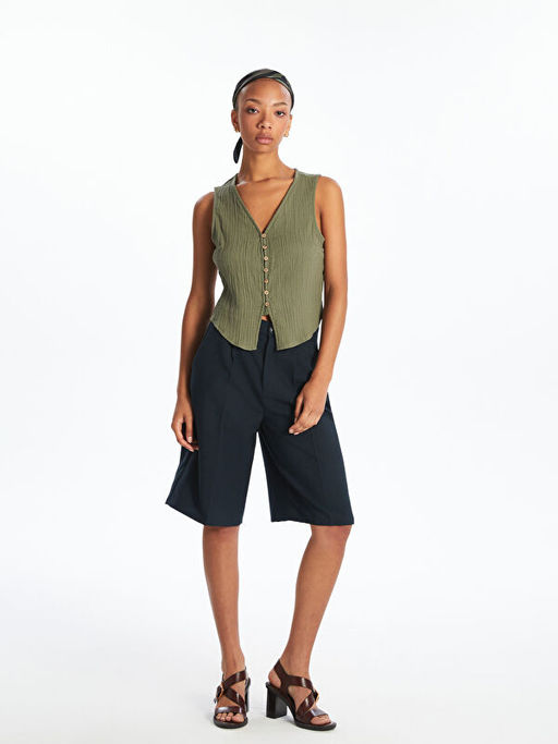 V Yaka Dokulu M?slin Kad?n Yelek