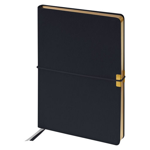 Ежедневник Berlingo недатир. А5 136л. кожзам "Casual Gold" (UD0_F0001) черный, на резинке, золотой срез