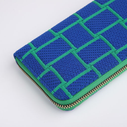Кошелёк женский на молнии, 19.5×2.5×10 см, с геометрическим узором, синий/зелёный
