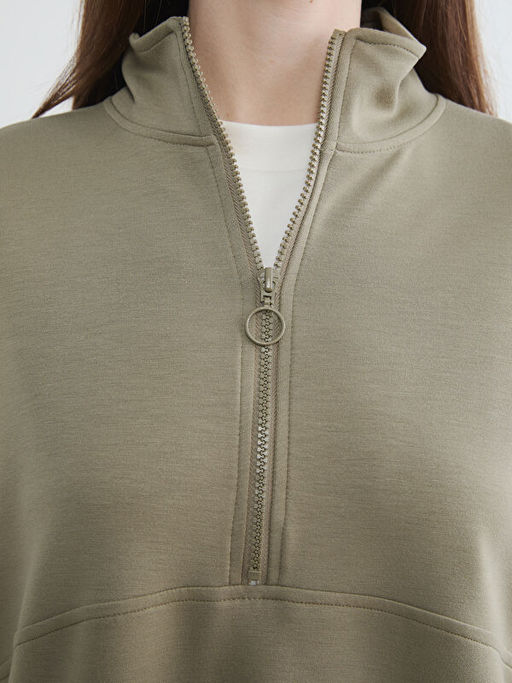 Dik Yaka Soft Touch Kad?n Sweatshirt Tunik