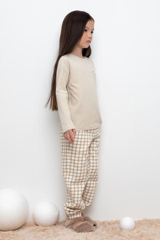 Crockid _ КР 400616/бежевая клетка на сахаре к429 брюки для дев фото 3