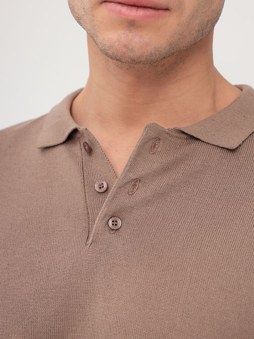 Джемпер мужской с воротником поло GREG G128-AC155 (бежевый)  фото 4