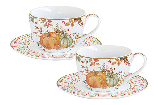 Набор чашек с блюдцами Тыква, 0,11 л, 2 шт - Easy life фото 2