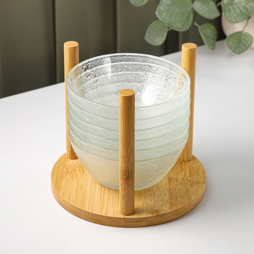 Набор салатников на подставке Вирго, 330 мл, d=12.5 см, 6 шт., стекло - Simaland фото 2