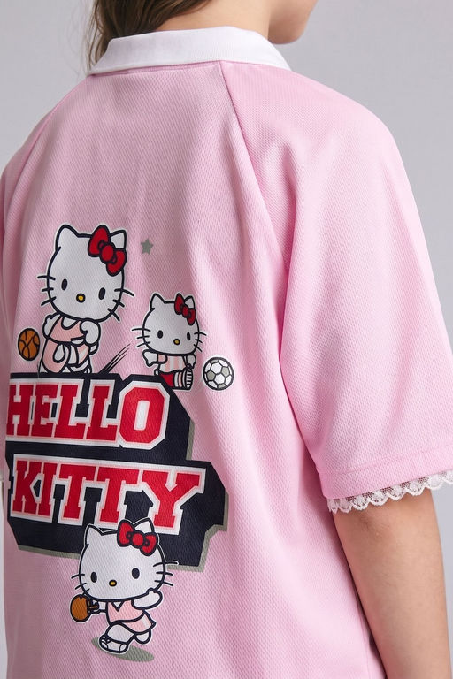 Hello Kitty Lisansl_ Relaxed Fit K_sa Kollu Ti__rt K_z _ocuk - Defacto фото 2