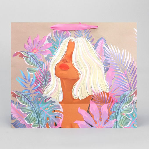 Пакет подарочный крафтовый с пластиковым окном, упаковка, Нежность, 31?26?11 см