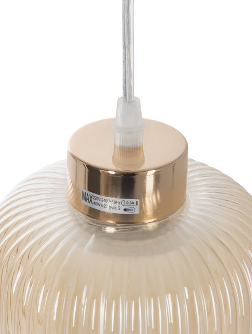 Светильник подвесной ЭкономСвет 10298/3GD, 3×40 Вт, E27, 61×15×18×70 см, золотой, янтарный