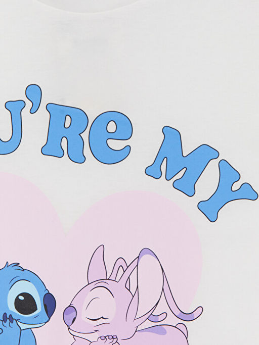 Stitch ve Angel Bask?l? K?z ?ocuk Ti??rt