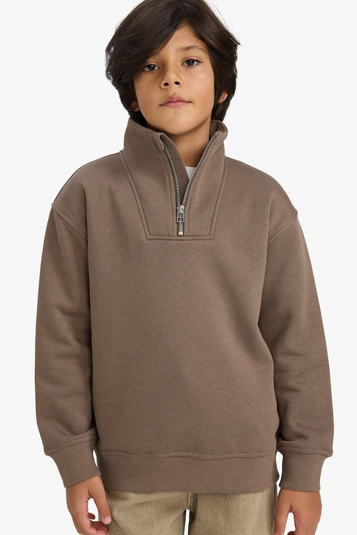 Yar_m Fermuarl_ __i Yumu_ak T_yl_ Sweatshirt Erkek _ocuk - Defacto фото 3