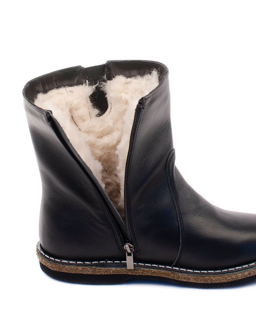 Полусапоги женские на полную ногу, Кожа, овчина, войлок, микропора