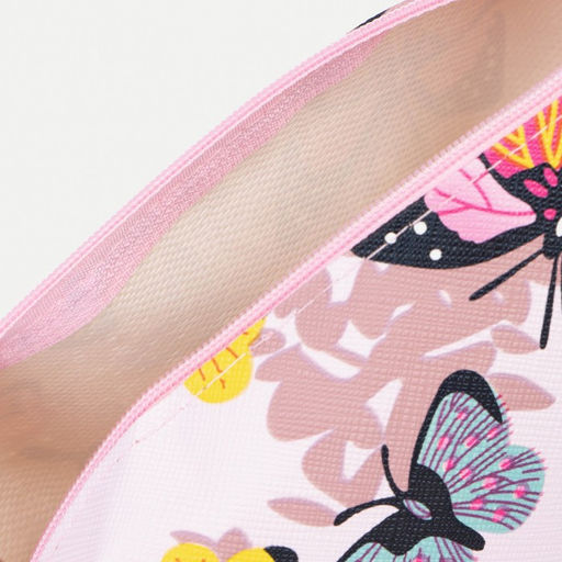 Цена за 3 шт. Косметичка на молнии с ручкой, объёмная, маленькая, с принтом Летние бабочки, сиреневая - Simaland фото 3