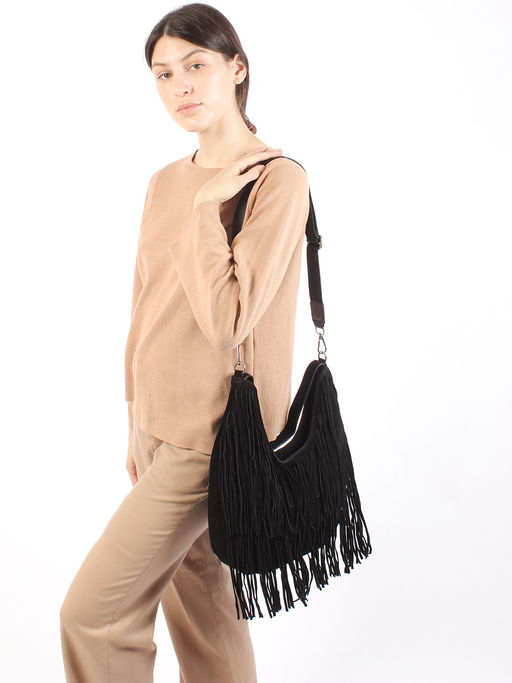 LACCOMA сумка P5876-черный натуральная замша, натуральная кожа полиэстер  фото 8