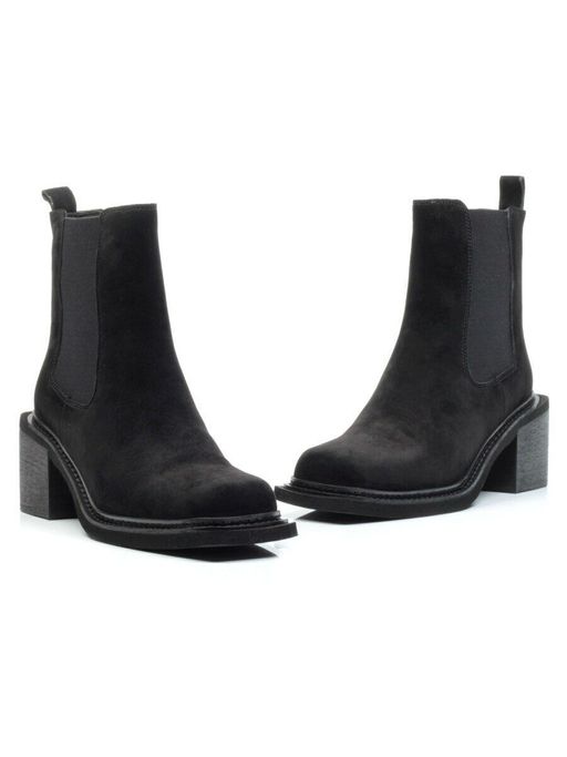 04-E21W-1B BLACK Ботинки зимние женские (натуральная замша, натуральный мех) - Фабричный китай фото 14