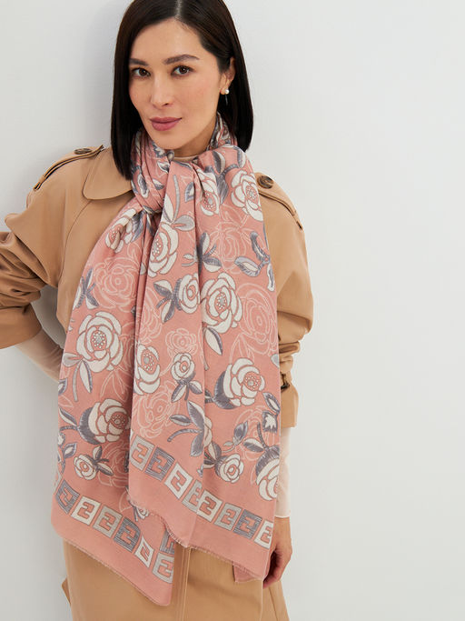 Большой, мягкий, тонкий и очень нежный двусторонний палантин с рисунком. - Tantino фото 18