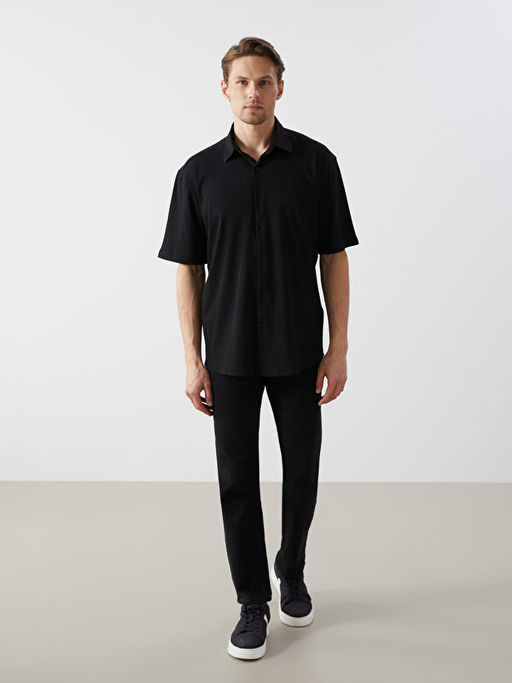 Regular Fit K?sa Kollu Erkek Dokulu G?mlek