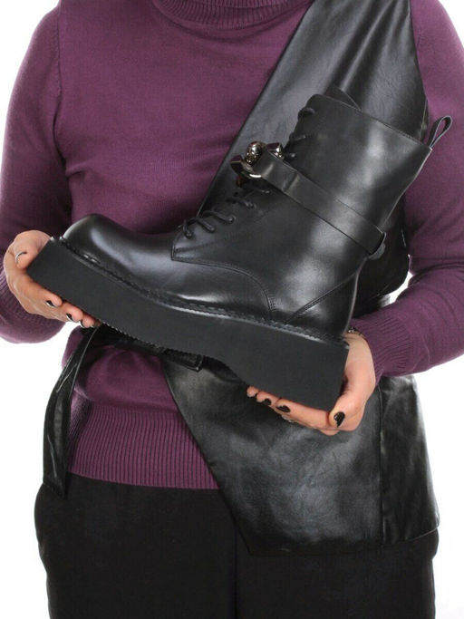 01-CYX03-1 BLACK Ботинки демисезонные женские (натуральная кожа, байка)