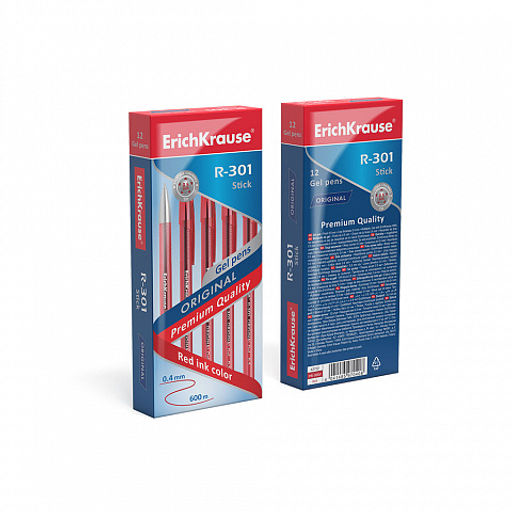 Цена за 24 шт. Набор из 4 ручек гелевых ErichKrause R-301 Gel Stick Original 0.5, цвет чернил: синий, черный, красный, зеленый (в пакете)  фото 13