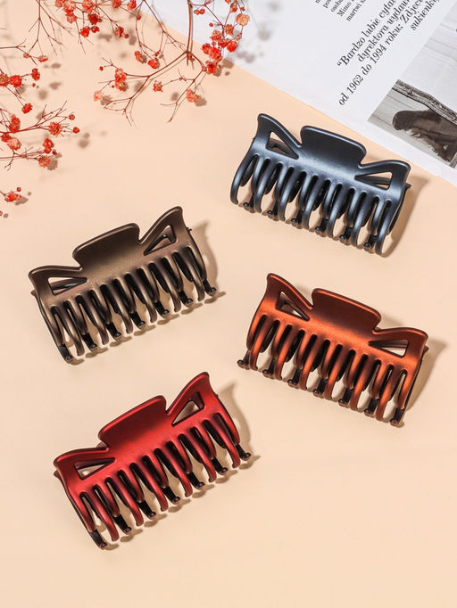 Цена за 12 шт. Крабик для волос «Двойной зубец», бант, 8 см, МИКС