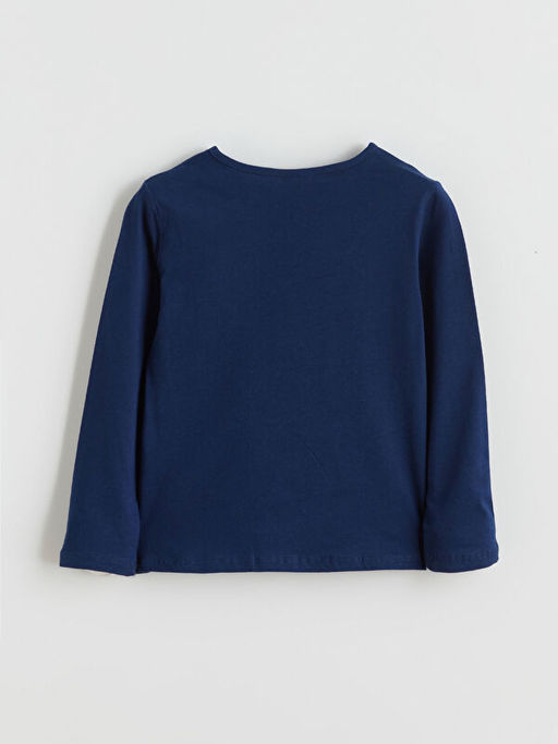 Bisiklet Yaka Bask?l? K?z ?ocuk Ti??rt