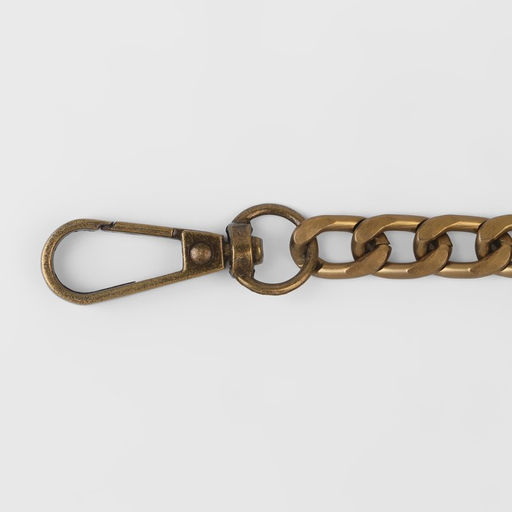 Цепочка для сумки, плоская, с карабинами, алюминиевая, 9×14 мм, 120 см, цвет бронзовый