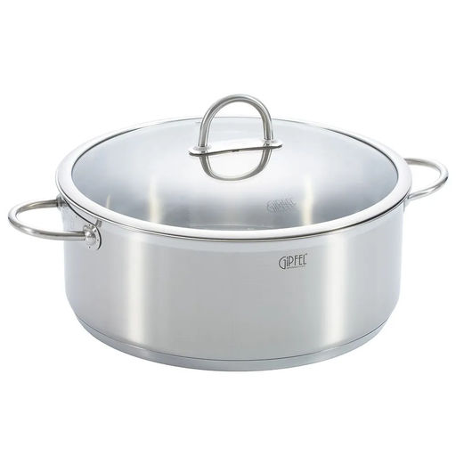 1297 GIPFEL Кастрюля SIGNO 36x14см/13 л со стеклянной крышкой, c капсульным дном. Материал: нерж. сталь 18/10. Толщина: 0,8мм