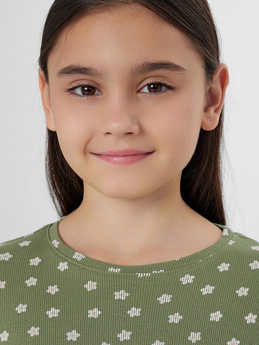 Джемпер для девочек зеленый с цветочным принтом - Mark formelle фото 2
