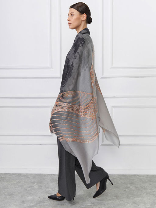 Большой, мягкий, тонкий и очень нежный двусторонний палантин с рисунком - Tantino фото 7