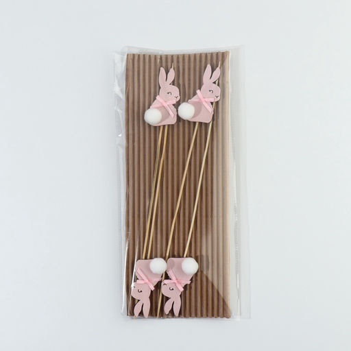 Цена за 2 шт. Топпер деревянный для украшения кулича Кролик на пасху, 7.3?4.2 см