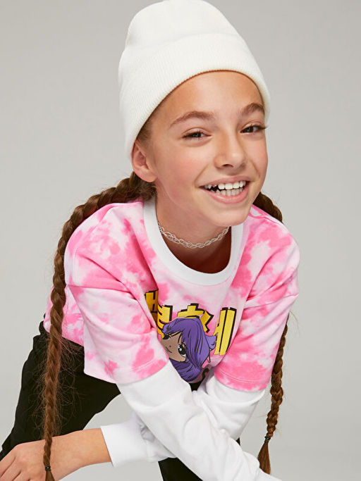 Bisiklet Yaka K-Pop Bask?l? Uzun Kollu K?z ?ocuk Sweatshirt - Waikiki фото 3