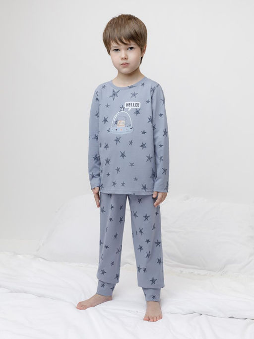 К 1637/серо-голубой,маленькие звезды пижама дет