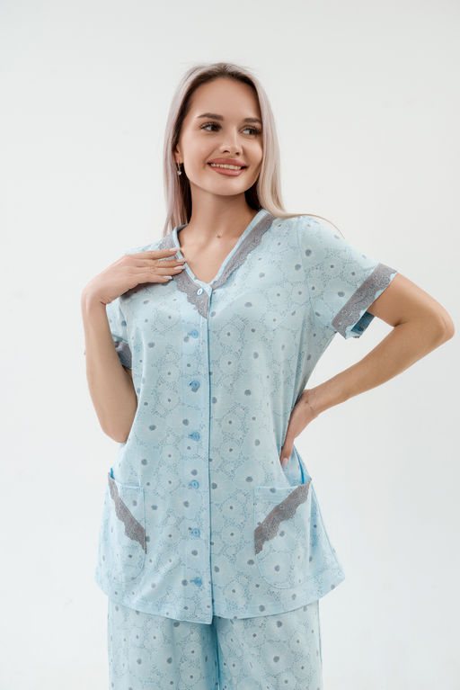Пижама женская из кулирки Ворожея голубой - Амадэль фото 9