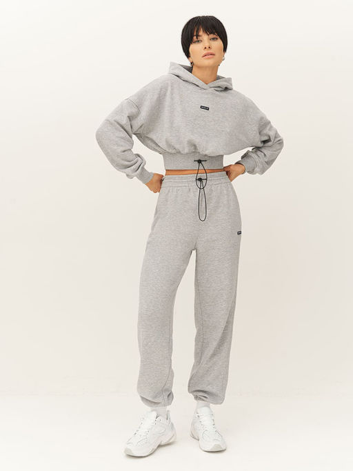 =Спортивные брюки с высокой посадкой и поясом со шнуром на стоппере - NEVERLATE фото 5