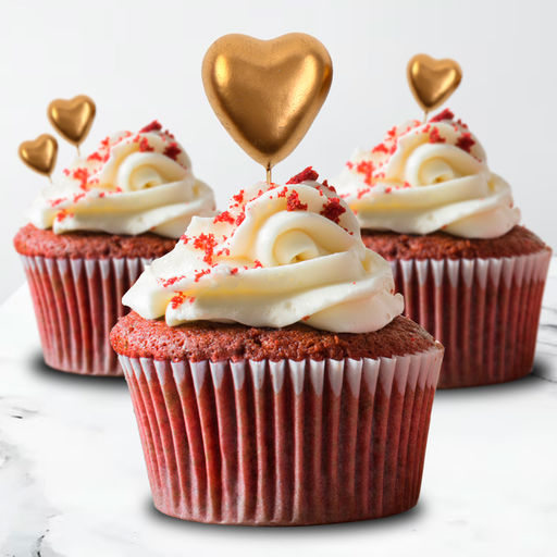 Топперы для торта «Сердечки», 12 см, золотой