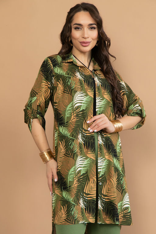 Рубашка Леона (листья/зелёный) - Эльза фото 2