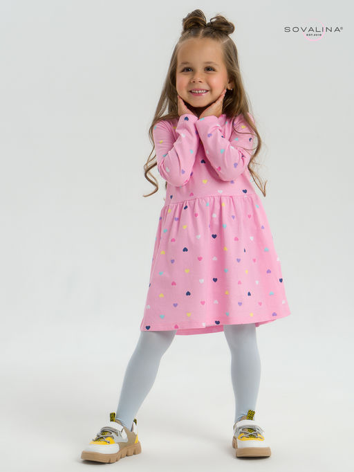Платье Эля цветные сердечки на розовом - Sovalina фото 18