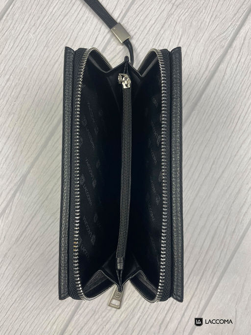 LACCOMA клатч 1-162-98-черный натуральная кожа полиэстер