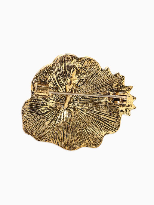 Брошь «Лягушка» на лотосе, цвет зелёно-розовый в черненом золоте