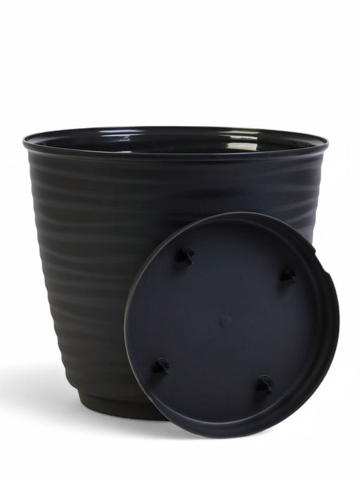 Горшок для цветов с поддоном Saffron, 9.1 л, d=26.7 см, h=24.5 см, пластиковый, чёрный - Simaland фото 2