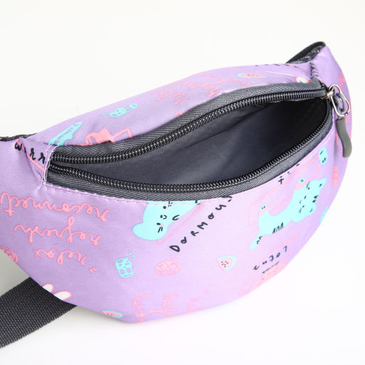Сумка поясная детская для девочки на молнии, сиреневая