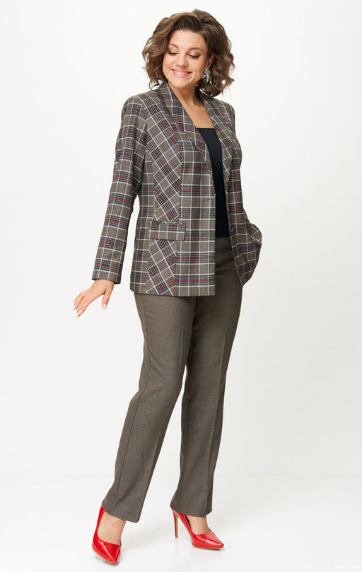 Костюм БелЭльСтиль 412/609 клетка красно-коричневая фото 8