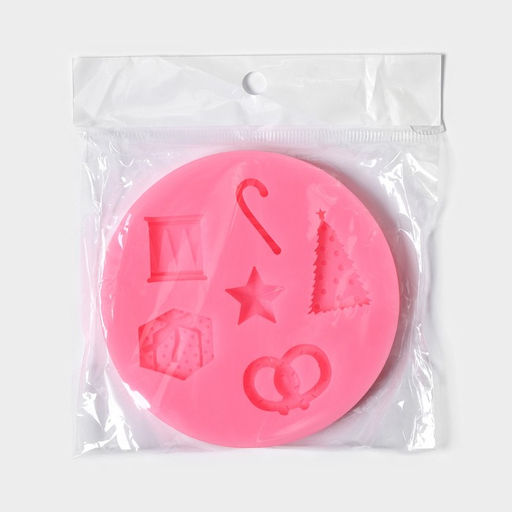 Молд для заливки Новогодние атрибуты, силикон, 10?10?1 см, розовый