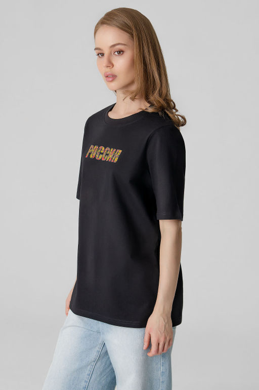 Арт. 31141 Футболка женская Россия 44-50 (4 шт) Цвет:черный - Калинка фото 5