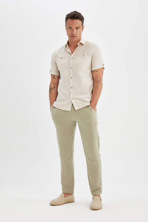 Рубашка Slim Fit из поплина с короткими рукавами - Defacto фото 2