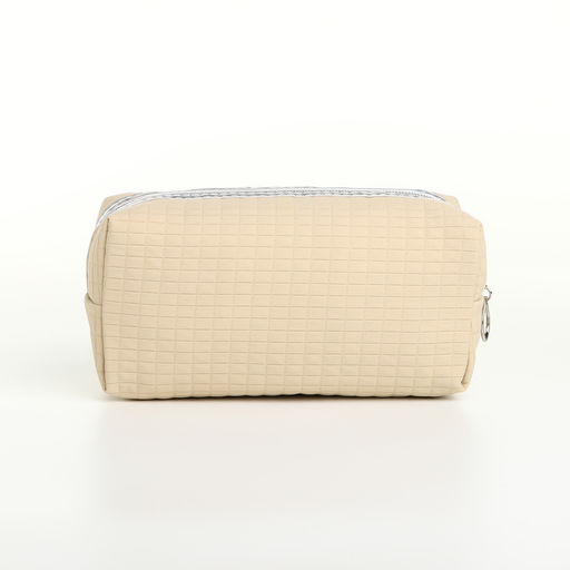 Косметичка женская на молнии, объёмная, маленькая, бежевая - Simaland фото 2