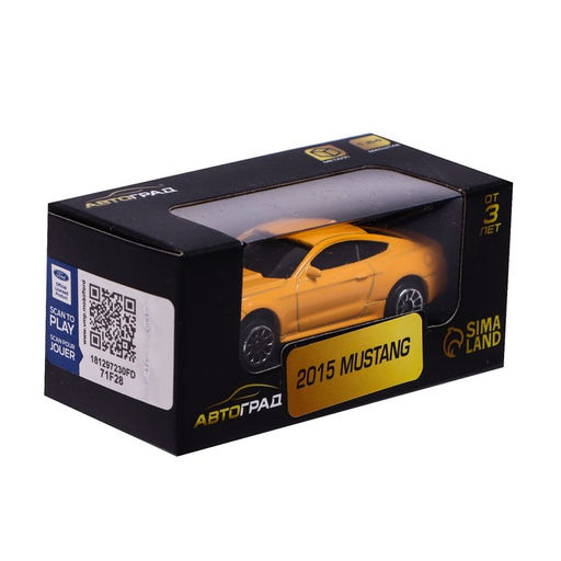 Машина металлическая FORD MUSTANG, 1:64, цвет жёлтый - Автоград фото 4